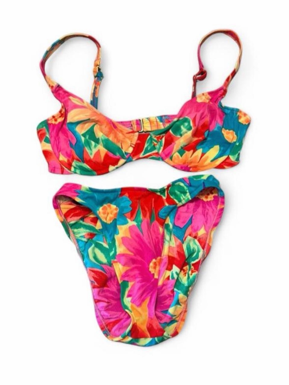 Floral Multicolor 90’a high waisted two-Piece bikini